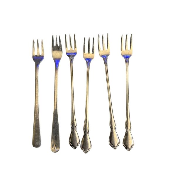 Vintage Silver-Plated Seafood cocktail Forks Set Of 6 flatware silverware appeti - Picture 1 of 5